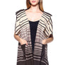Striped Pattern Poncho with Pockets