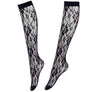 High Knee Socks Black Lace Crochet Thin Transparent Fishnet Mesh Sexy Stockings