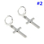 Trendy Kpop-Inspired Hoop Cross Drop Dangle Ear Stud Earrings, Fashion Jewelry Unisex