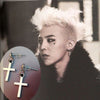 Trendy Kpop-Inspired Hoop Cross Drop Dangle Ear Stud Earrings, Fashion Jewelry Unisex