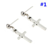 Trendy Kpop-Inspired Hoop Cross Drop Dangle Ear Stud Earrings, Fashion Jewelry Unisex