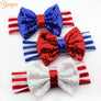 Girls Baby Infant 4th of July Headband For Independence Day Accessories Kids Patriotic Big Sequin Hair Bow American Flag Hair Band