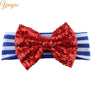Girls Baby Infant 4th of July Headband For Independence Day Accessories Kids Patriotic Big Sequin Hair Bow American Flag Hair Band