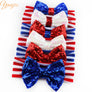 Girls Baby Infant 4th of July Headband For Independence Day Accessories Kids Patriotic Big Sequin Hair Bow American Flag Hair Band