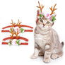 Pet Elk Cat Antler Headband Flower Pet Headwear Christmas Deco Costume Cosplay