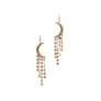 HAMMERED MOON METAL TASSEL DANGLE EARRING