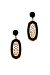 METAL TWIST LINED FAUX LEATHER FILIGREE DROP EARRING