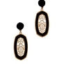 METAL TWIST LINED FAUX LEATHER FILIGREE DROP EARRING