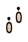 METAL TWIST LINED FAUX LEATHER FILIGREE DROP EARRING