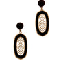 METAL TWIST LINED FAUX LEATHER FILIGREE DROP EARRING