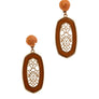 METAL TWIST LINED FAUX LEATHER FILIGREE DROP EARRING