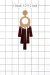 METAL CIRCLE CUTOUT ACETATE FRINGE POST DROP EARRING