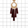 METAL CIRCLE CUTOUT ACETATE FRINGE POST DROP EARRING