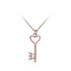 Rose Gold Lovely Heart Key Queen Crown Pendant Necklace Wedding Valentine Gift