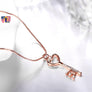 Rose Gold Lovely Heart Key Queen Crown Pendant Necklace Wedding Valentine Gift