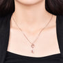 Rose Gold Lovely Heart Key Queen Crown Pendant Necklace Wedding Valentine Gift