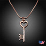 Rose Gold Lovely Heart Key Queen Crown Pendant Necklace Wedding Valentine Gift