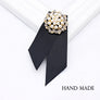 Women Pearls Vintage Brooch Ribbon Bow Collar Pins Corsage shirt tie Cravat Bowk