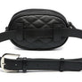 Diamond Leather Velvet Waist Fanny Pack Silver Black Quilted Chain Shoulder Bag