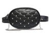 Diamond Leather Velvet Waist Fanny Pack Silver Black Quilted Chain Shoulder Bag