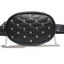 Diamond Leather Velvet Waist Fanny Pack Silver Black Quilted Chain Shoulder Bag