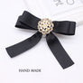 Women Pearls Vintage Brooch Ribbon Bow Collar Pins Corsage shirt tie Cravat Bowk