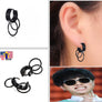 1 Pcs BTS Bangtan Boys Punk Black Titanium Double Round Ring Stud Earrings 9mm