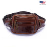 Oil Wax leather Travel Riding Motorcycle Hip Bum Belt Pouch Fanny Pack Waist
