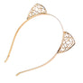 Cat Ears Crown Tiara Headband Hair Band Rhinestone Princess Hollow Crystal Bezel