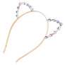 Cat Ears Crown Tiara Headband Hair Band Rhinestone Princess Hollow Crystal Bezel