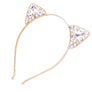 Cat Ears Crown Tiara Headband Hair Band Rhinestone Princess Hollow Crystal Bezel