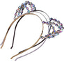 Cat Ears Crown Tiara Headband Hair Band Rhinestone Princess Hollow Crystal Bezel