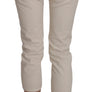 Beige Cotton Stretch Low Waist Skinny Cropped Capri Jeans