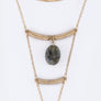 Semi Precious Pebble & Chain Tassel Necklace