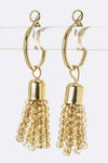 Bead Tassel Hoop Earrings