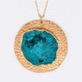 Pave Druzy Disk Pendant Necklace