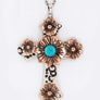 Turquoise Flower Cross Pendant Necklace
