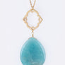 Semi Precious Teardrop Pendant Necklace