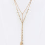 Metal Feather & Quartz Drops Layer Necklace