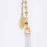 Metal Feather & Quartz Drops Layer Necklace
