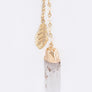 Metal Feather & Quartz Drops Layer Necklace