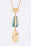Metal Disks & Stone Pendant Necklace