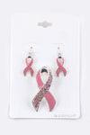 Pink Ribbon Earrings & Brooch Set
