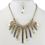 Rhinestone Embedded Tassel Statement Necklace Earring Set