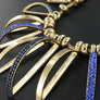 Rhinestone Embedded Tassel Statement Necklace Earring Set