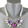 Glass Bead Pendant Pearl Necklace Earring Set