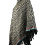 Triabal Pattern Fringe Knit Poncho