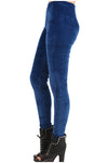Solid Blue Velour Fashion Leggings