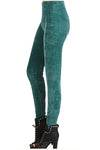 Solid Green Velour Fashion Leggings