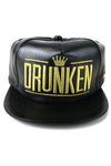 Embroidered Faux Leather Snapback Hat